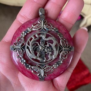 ANTIQUE Red Jade Pendant- Heavy